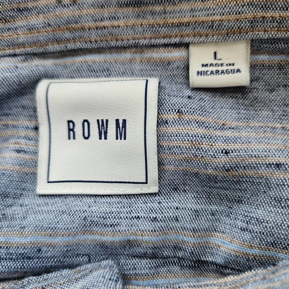 ROWN Men's Lg Long Sleeve Button Down Collar Cotton Blend Shirt Blue Heathered - Picture 7 of 10